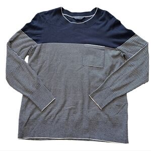 Denver Hayes | Navy blue & white striped crew neck men's sweater